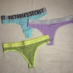 3 NWT Victorias Secret Logo band thong underwear